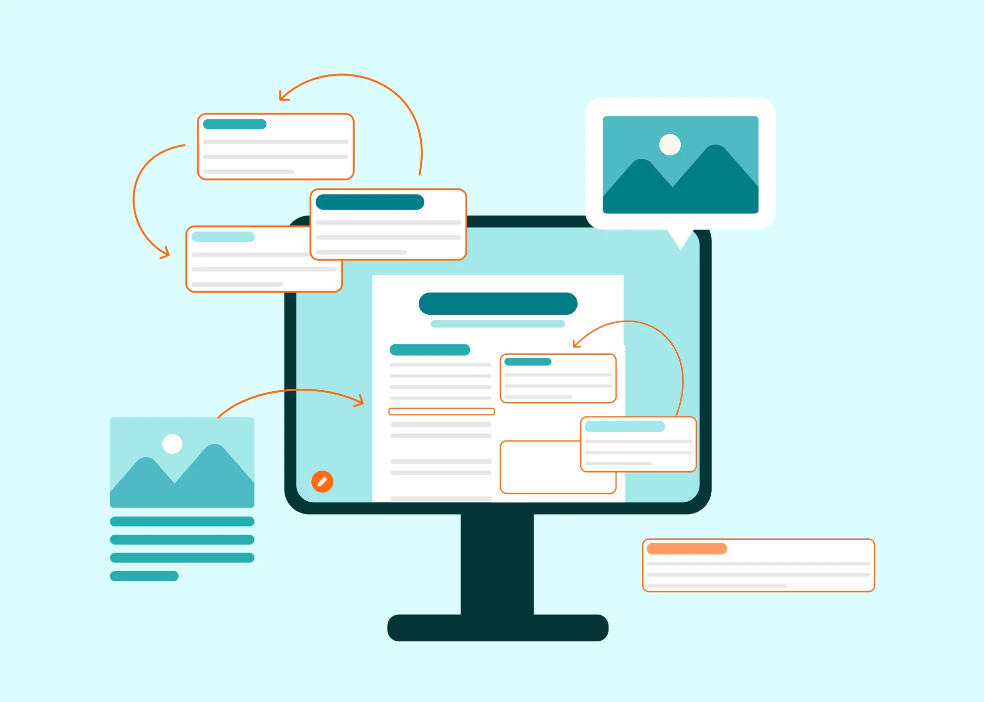 Illustration representing how ClarityPDF Edit allows seamless content editing while preserving all accessibility standards for web, PDF and presentation outputs.